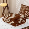 thumbnail image 5 of Erosebridal Vintage Aztec Zipper Queen Comforter Set with Fitted Sheet and 2 Pillowcases, Retro Rhombus Zipper Bedding Set, Chocolate Brown Cream, Reversible, 5 of 7