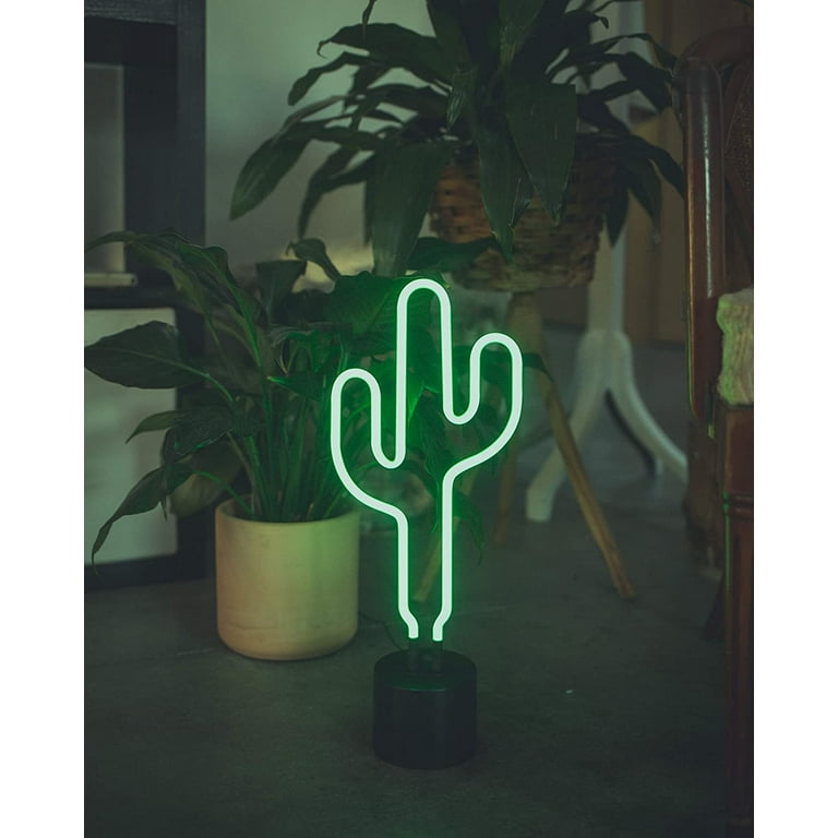 Amped & Co Cactus Neon Desk Light, LED Decorations, Aesthetic
