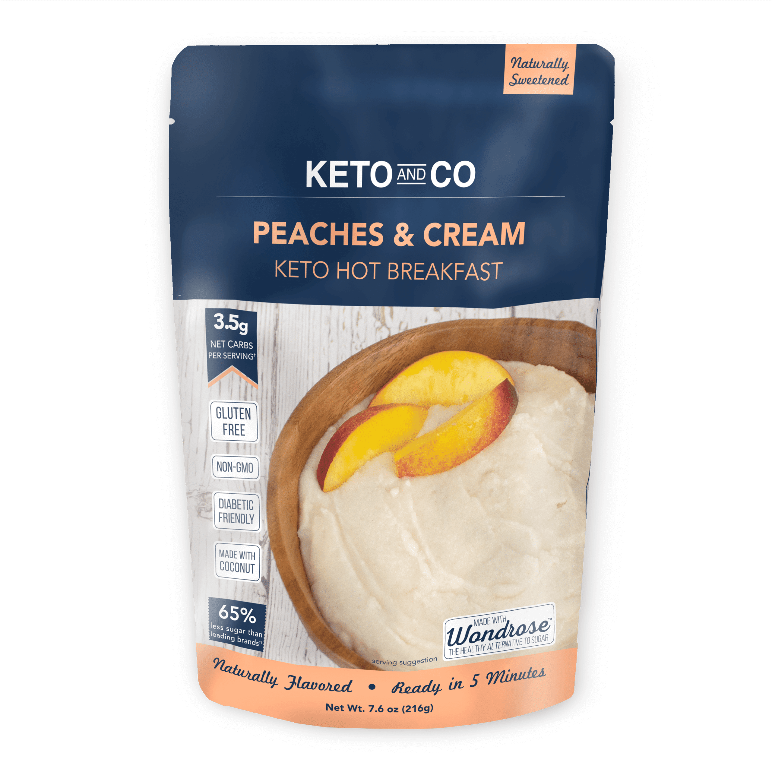 Keto and Co Hot Breakfast Peaches & Cream Flavor (One Bag)