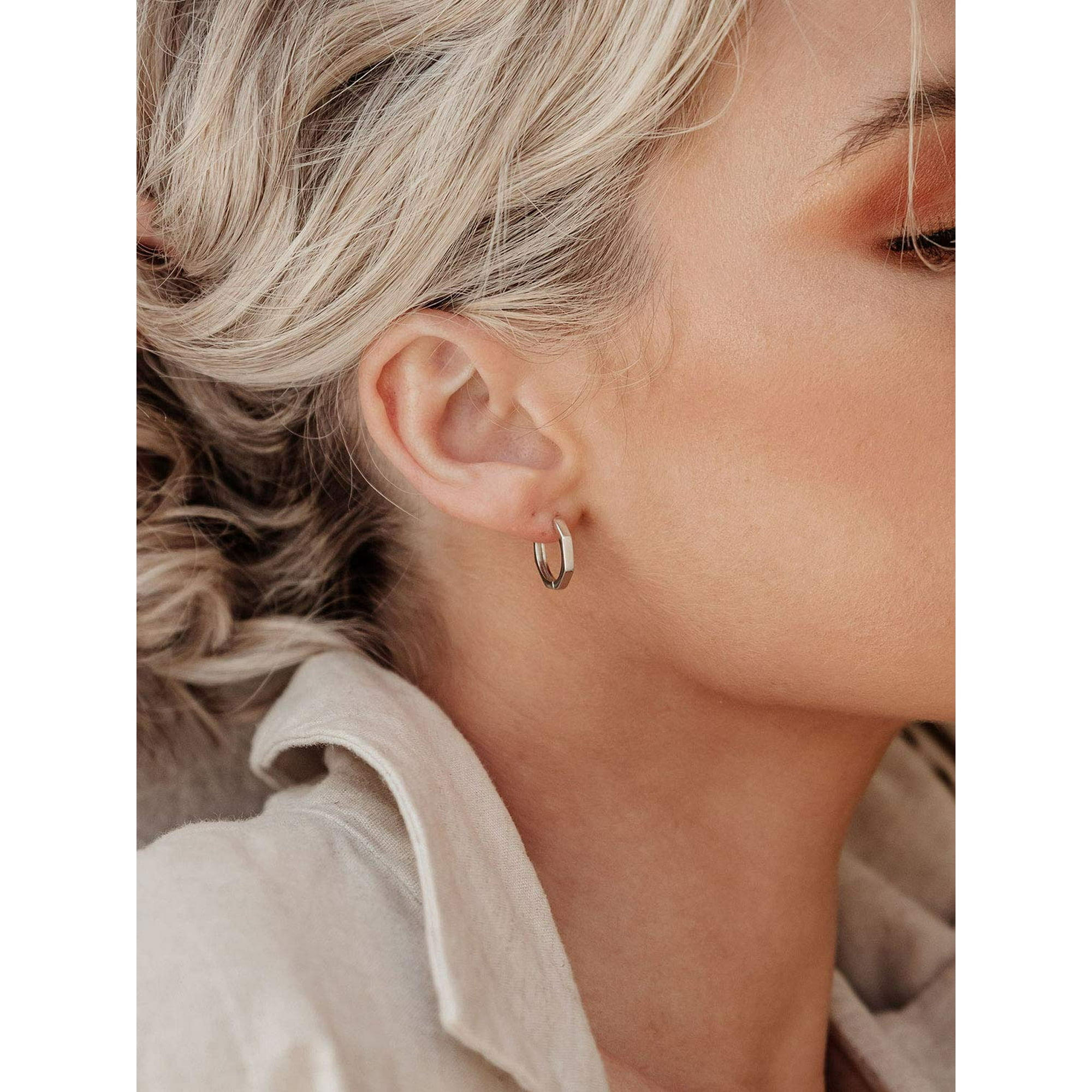 Sterling Silver Hoop Earrings 15mm Small Hoops for Women Hypoallergenic Sleeper Earrings Walmart