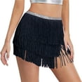 thumbnail image 6 of AGWOLF Women Belly Dance Skirt Tassel Fringe Skirts Sparkly Sequin Hip Scarf Party Rave Costume, 6 of 6