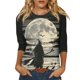 thumbnail image 1 of Camisa para mujer, moda informal, manga raglán, cuello redondo, manga 3/4, suelta, camiseta estampada de Halloween, top para mujer, 1 of 7
