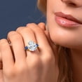thumbnail image 4 of Gem Stone King 18K Yellow Gold Plated Silver Blue Created Sapphire Ring Set with Moissanite (10.25 Cttw) (Size 7), 4 of 5