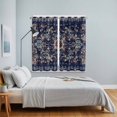 thumbnail image 4 of Navy Blue Boho Kitchen Curtains 63 Inch Length, Abstract Art Ethnic Vintage Geometric Grommet Top Bedroom Living Room Curtains, Light Filtering Cafe Curtain Drapes 2 Panels Set 84''x63'', 4 of 9
