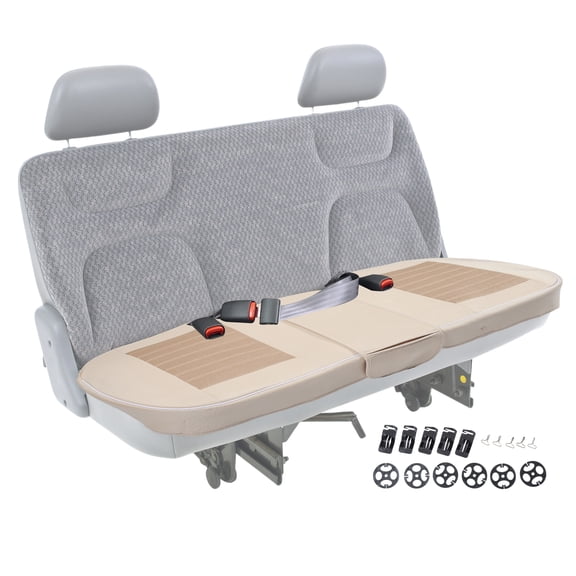 Unique Bargains Beige Back Seat Cover linen Rear Bench Non-Slip Seat Cushion Rectangular Strips, All-Season Breathable Bench Seats Protector, for Most Cars, SUVs, Trucks 135cmx52cmx2cm Seat Cushion