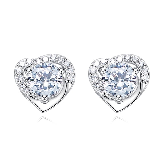 LINXIQIN 925 Sterling Silver Stud Earrings Birth Cubic Zircon Fashion Jewelry For Women