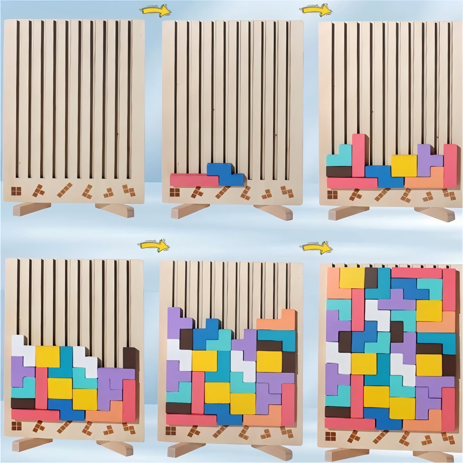BUTOMKY Montessori Wooden Block Puzzle - 3D Russian Stacking Jigsaw, Colorful Educational Brain Teaser Toy, Family Activity Board Game & Ideal Gift for 3-5 Year Old Boys & Girls