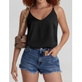 thumbnail image 2 of Ekouaer Womens Silk Satin Camisole Tank Tops V Neck Casual Spaghetti Strap Cross Back Sleeveless Basic Cami Shirt, 2 of 6