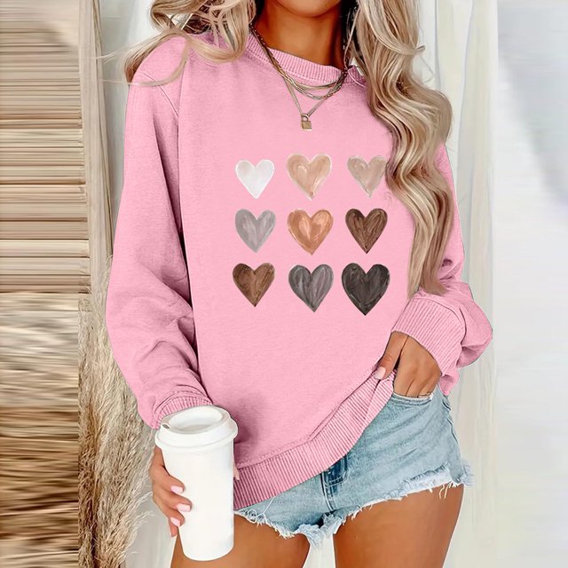 RKSTN Blouses pour Femmes Mode Imprimée Décontractée Manches Longues Dames Chandails en Molleton Amples Sans Capuche Blouses pour Femmes Habillées Décontractées