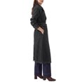 thumbnail image 3 of INSPIRE CHIC Womens Denim Trench Coats Double Breasted Long Sleeves A Line Lapel Belted Pockets Back Slit Fall Winter Long Jean Jackets Medium Black, 3 of 6