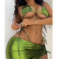 thumbnail image 3 of Conjunto de Bikini de diseño Floral 3D para mujer, traje de baño pequeño con realce, cintura alta, con un hombro descubierto, color negro y rosa, 2024, 3 of 5
