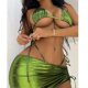 thumbnail image 3 of Conjunto de Bikini de diseño Floral 3D para mujer, traje de baño pequeño con realce, cintura alta, con un hombro descubierto, color negro y rosa, 2024, 3 of 5