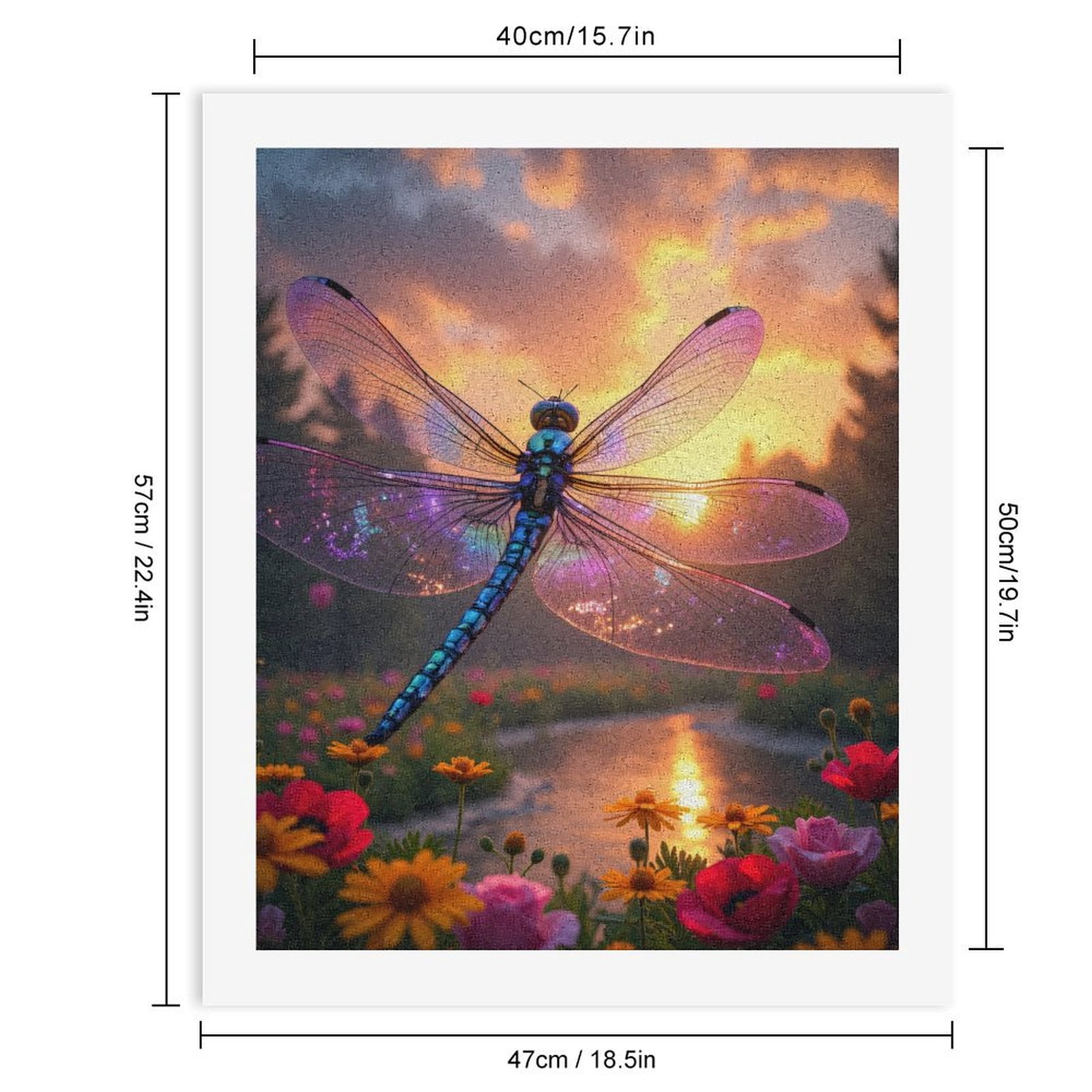 Paint by Numbers Kit for Adults, Dragonfly Sunset Over Flower Garden Paint by Numbers, Easy Paint by Numbers Kit for Adults Beginner, DIY Adult Paint by Number Kits on Canvas, Home Decor