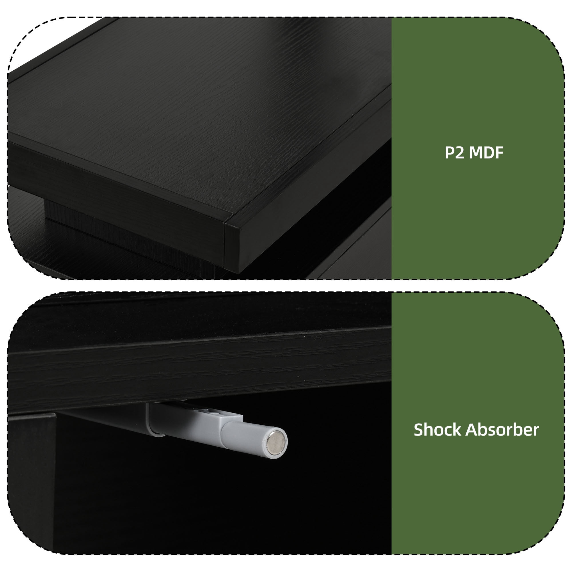 Uforic TV Stand with Mount & Power Outlet, for 55/60/65 inch TVs, Height Adjustable, Black