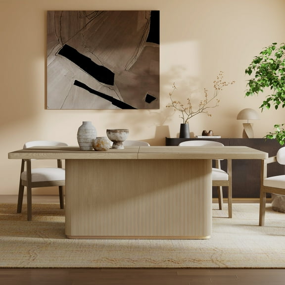 Christopher Knight Home 84" Rectangular Wood Dining Table for 6-8 people with Solid Pillar Base, Natural