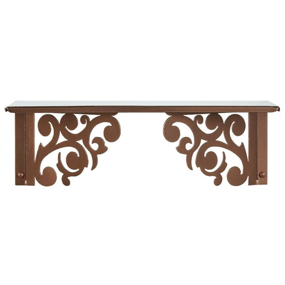 Noble Scrolls Indoor Outdoor Steel 24 Inch Wall Shelf by JasonW Studios(R) Antique Copper 24 Inches Wide Wall Shelf