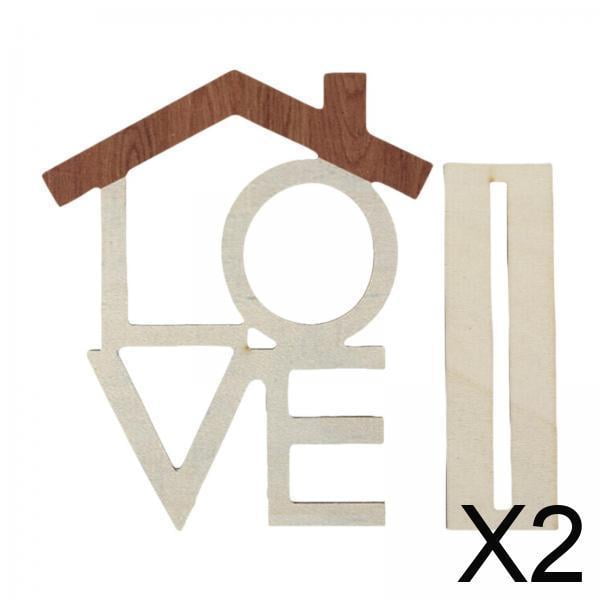 2 Letreros De Madera Con Letras Para Escritorio, Sala De Estar, , Decoraciones De Mesa De Madera LOVE