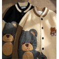 thumbnail image 2 of Cárdigan de punto con bordado de oso para mujer, casual, holgado, con botones, manga larga, suéter universitario Negro - M Negro - M Xishao ropa, 2 of 2