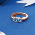 thumbnail image 4 of Gem Stone King 18K Rose Gold Plated Silver 3-Stone Ring Round Persian Blue Moissanite and Vivid Moissanite Persian Blue (0.96 Cttw, Size 6), 4 of 4