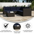 thumbnail image 4 of Flash Furniture Indoor/Outdoor L-Shaped Sectional with Coffee Table in Brown Wicker PE Rattan with Navy Cushions, 4 of 11