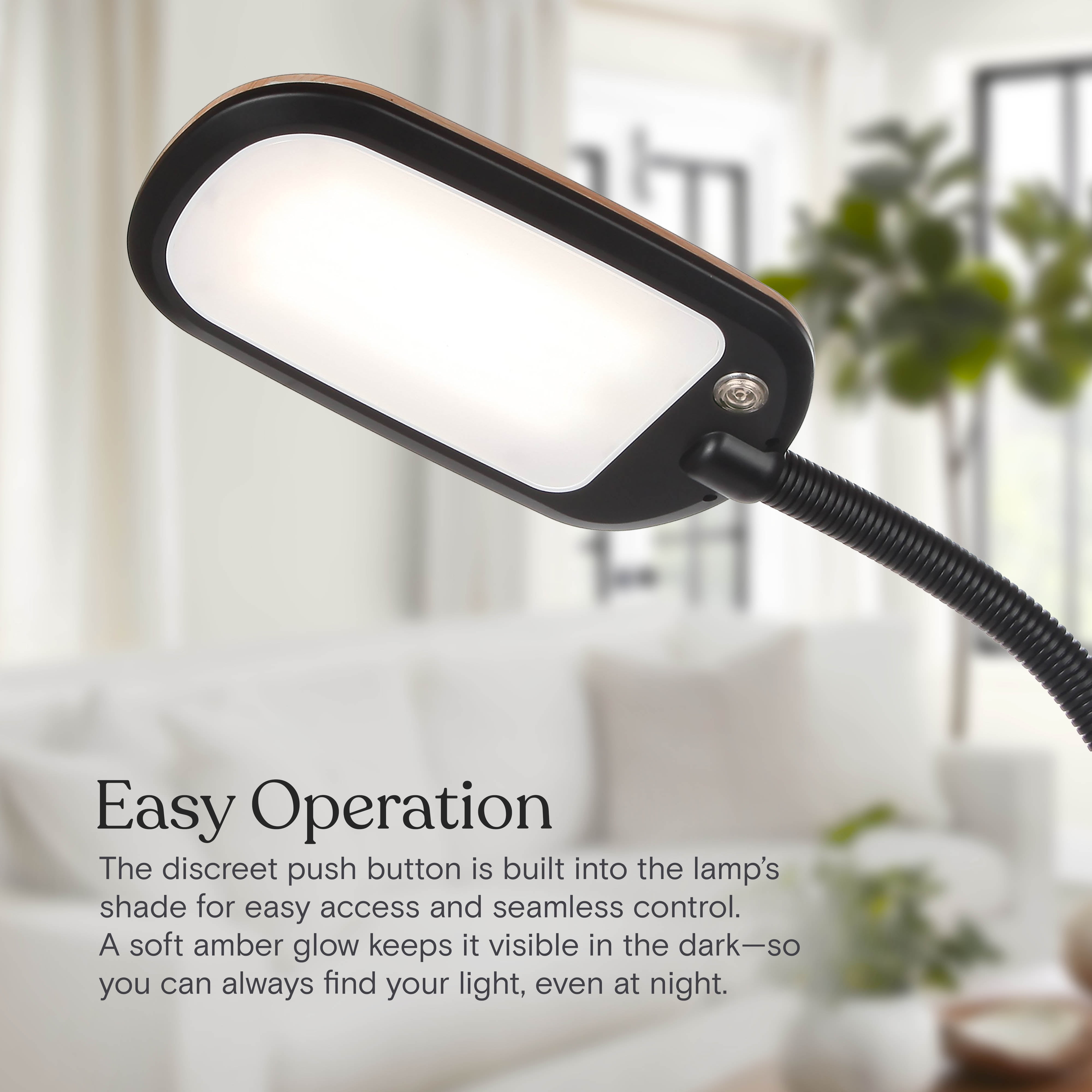 Brightech Litespan Slim LED Lamp, Modern Floor Reading Lamp Over Chair for Living Rooms & Offices, Tall Lamp with Adjustable Gooseneck, Crafts Work Light, Dimmable Standing Lamp for Bedroom - Wood
