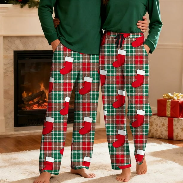 Pantalones de pijama largos para hombre, informales, con estampado a cuadros, holgados, deportivos, elásticos, rectos, vintage, con bolsillos