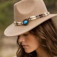 thumbnail image 4 of Voska Faux Suede Wide Brim Western Fedora Hat Turquoise Beaded Decor Cowboy Jazz Hat Unisex Fashion Hat For Daily Travel Outdoor Photograph Party Stage Performance, 4 of 6