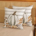 thumbnail image 4 of Fall Pillow Covers 20x20 Gray Stripes Pumpkin Decor Throw Pillows Case for Couch Maple Leaves Autumn Harvest Indoor Outdoor Decorative Cushion Cases for Sofa Bed Decorations Set of 2, 4 of 6