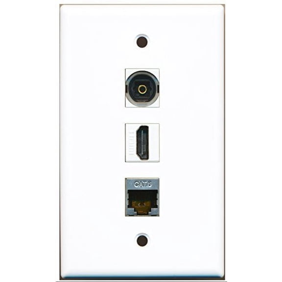 RiteAV - 1 Port HDMI and 1 Port Shielded Cat6 Ethernet and 1 Port Toslink Wall Plate