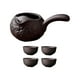 thumbnail image 1 of Tetera de cerámica con juego de tazas, tetera, tetera, teteras con mango anti-escaldaduras negro con palabra, 1 of 9