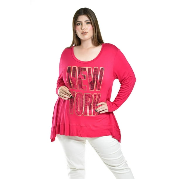 Blusa New York de manga larga Roman Fashion /Tallas Extras, 169 (Fiusha) fucsia 42