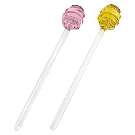 WHAMVOX 2pcs Glass Honeycomb Stick Reusable Crystal Juices Jam Stirrer Honey Spoon Dipper Syrup Mixing Stir Sticks Stirring Rods for Honey Pot Jar