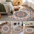 thumbnail image 5 of Round Rugs 4Ft, Blue Burnt Orange Boho Round Area Rug Washable Indoor Throw Carpet, Antique Southwestern Ethnic Soft Non Slip Circle Rug for Kitchen Nursery Room Home Decor Aesthetic, 5 of 8