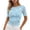 Light Blue03, variant on Women's T-Shirts Ruched Fitted Round Neck Short Sleeve Casual Stretchy Tops Summer
