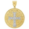 thumbnail image 2 of 14k Yellow Gold White Rhodium, Saint Benedict Medal Pendant Religious Charm 18mm with 20" Dainty Neck Chain, 2 of 5