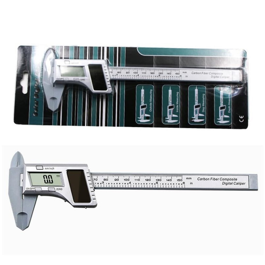 Solar Power Electronic Digital Vernier Caliper, LCD Gauge Micrometer, 150mm 6 Inch Ruler Measuring Tool