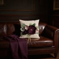thumbnail image 2 of JWH Luxury 3D Handmade Decorative Flower Accent Pillow Covers 18x18inch Cotton Polyester Blend for Home Decoration Burgundy, 2 of 11