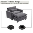 thumbnail image 4 of Armrest Sofa with Ottoman,Gexpusm Oversized Upholstered Corduroy Sofa Chair with Cup Holders & USB Ports for Bedroom,Living Room,Small Spaces,Lounge Sofa Chair,Gray, 4 of 7