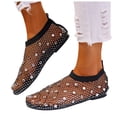 thumbnail image 3 of Sandales en Résille Confortables pour Femmes Talon Bas à Enfiler avec Strass, 3 of 9