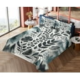 thumbnail image 4 of Ambesonne Nature Art Fitted & Top Sheet Set with Shams, Mountains Nordic Floral, Dark Petrol Blue White, 4 of 5