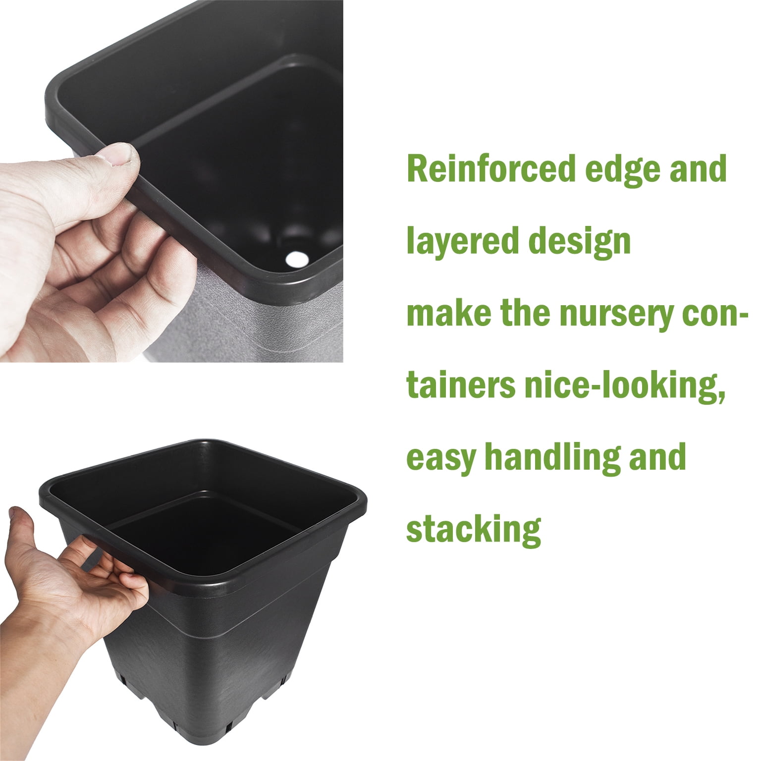 10-Pack 5 Gallon Square Nursery Pots | Heavy Duty Reusable Gallon Planters,Space-Saving Eco-Friendly Gardening & Indoor,Outdoor Planting Solution!