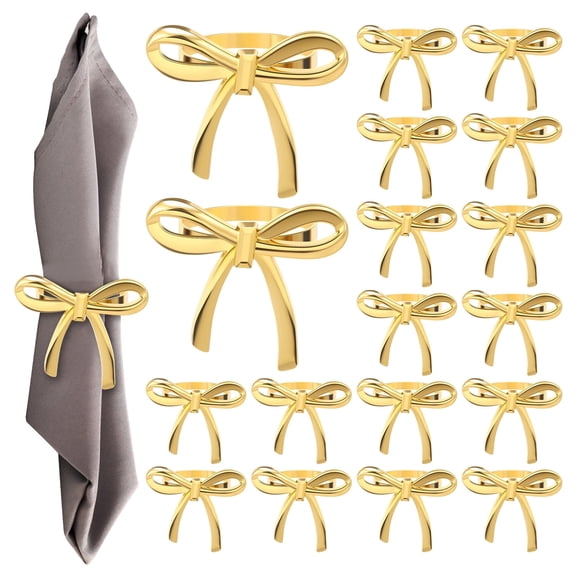 FUYGRCJ 18 Pack Bow Tie Napkin Ring, Metal Bow Knot Napkin Ring Holders, for Dinner Parties Wedding Banquet Table Setting Family Gatherings Table Decor