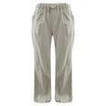 thumbnail image 3 of Ladies' Solid Cotton And Linen Temperament Slim Casual Trousers, 3 of 4