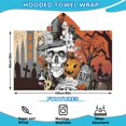 thumbnail image 2 of Spooky Halloween Scene Pattern Hooded Bath Towel，60"x35" for Ages 3 To 12 Kids, Quick Dry Lightweight Soft Microfiber Hood Beach Towel Cover Up for Kids, 2 of 7