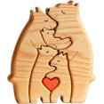 thumbnail image 1 of Rompecabezas de madera con diseño de osos para la familia, bloques de madera tallados a mano, figura de pareja de animales, escultura de madera, regalos de Navidad y cumpleaños para mamá y papá (A), 1 of 5