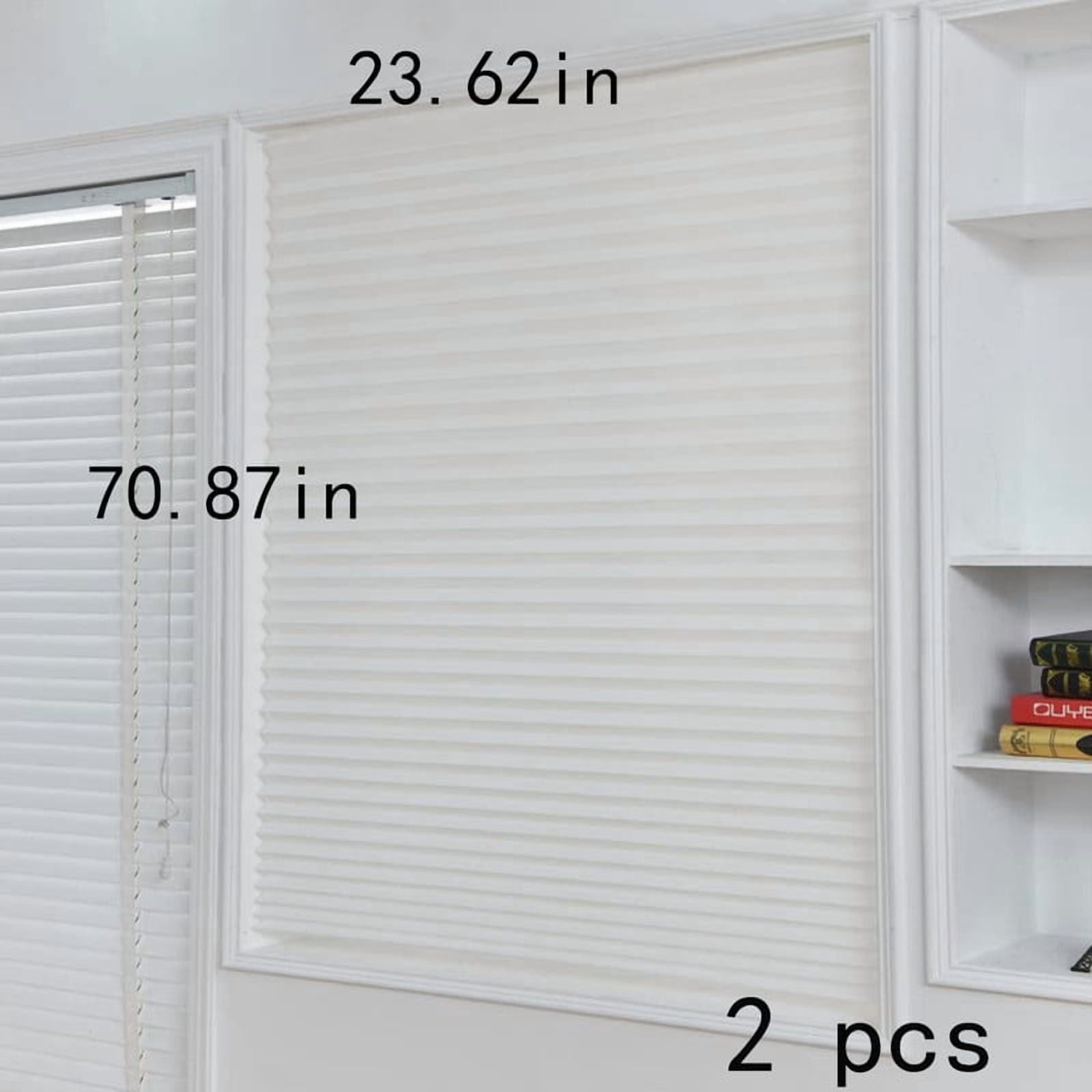 2pcs Blackout Curtains Window Blinds, Cordless No Drill Cut To Size Clip On Stick On Self Adhesive Temporary Blinds Pleated Paper Blinds Windows Doors Shades For Home Nursery Bedroom Kitchen Bathroom