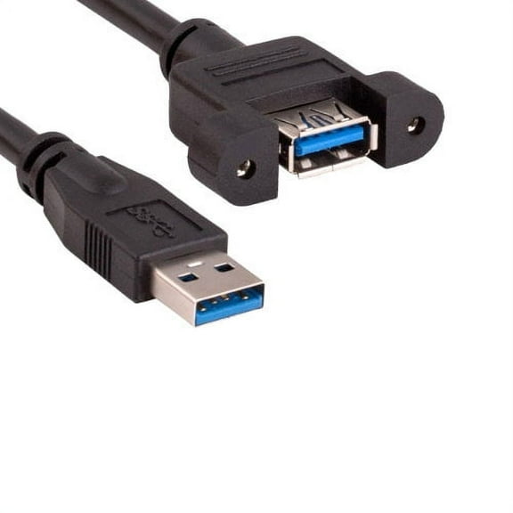 Kentek 3 Feet FT SpuerSpeed USB 3.0 Type A Panel-Mount Extension Cable 28 AWG 5.0 Gbps Male to Female M/F Data Transfer Sync Charge Extender Cord Black