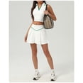 thumbnail image 5 of PISONIC 2 Piece Tennis Dress for Women Pleated Tennis Skirt Sleeveless Racerback Padded Crop Top Golf Workout Outfits, 5 of 6