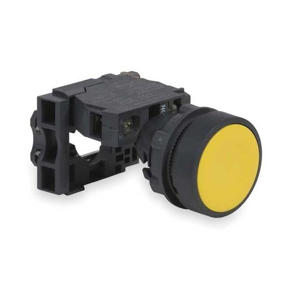 Schneider Electric Non-Illum Push Button,22mm,1NO,Yellow XB5AA51
