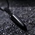 thumbnail image 4 of HOOUN Natural Black Obsidian Bullet Point Pendant Unisex Men Necklace, 4 of 5